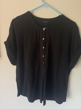 Lucky Brand Black Button-Front Top